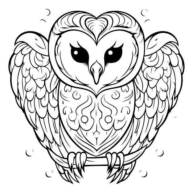 Vector owl tattoo hand drawn vector illustration isolated on white background