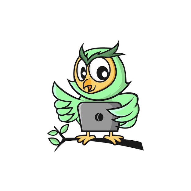 Owl tech character logo design