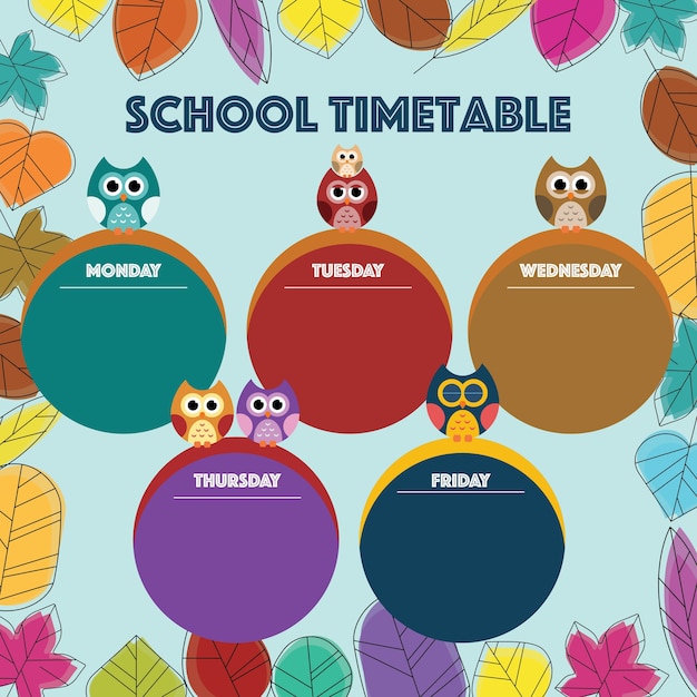 Owl theme timetable back to school