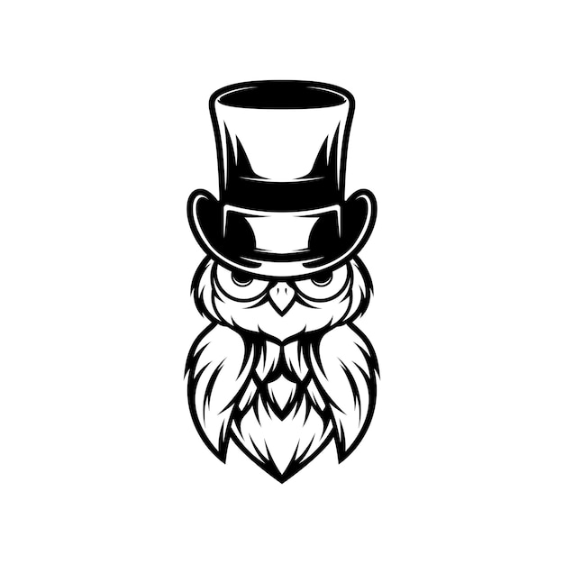 Vector owl tophat outline