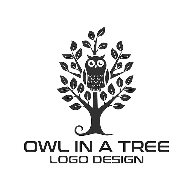 Owl In A Tree Vector Logo Design