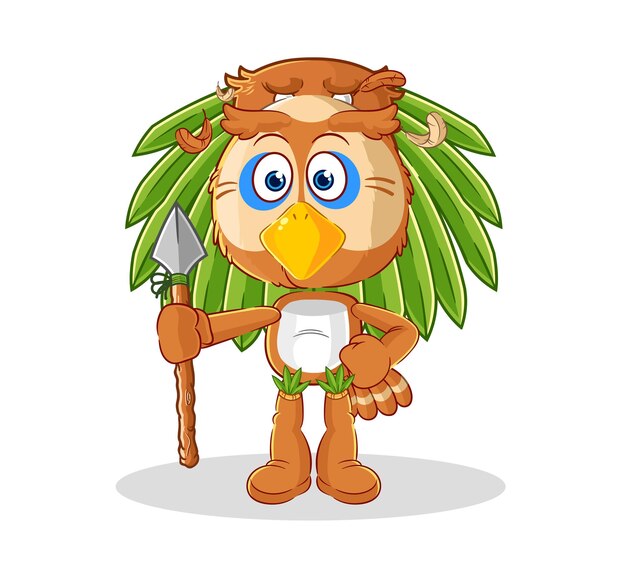 Owl tribal man mascot cartoon vector