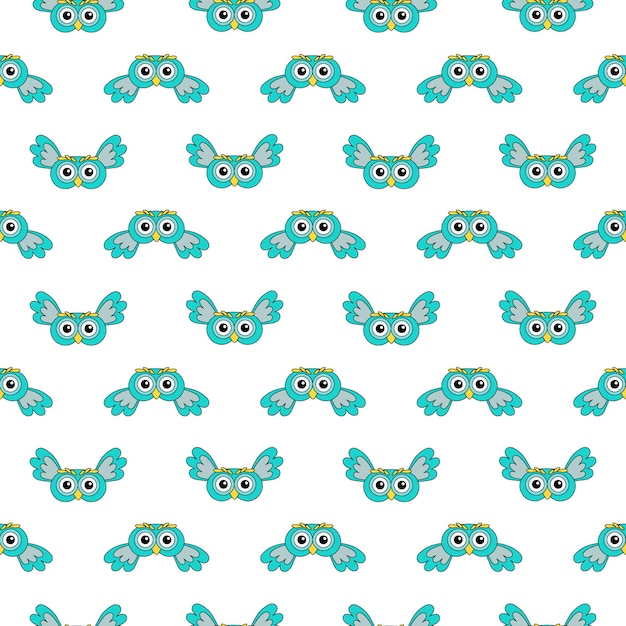 Owl turquoise vector seamless pattern forest animal vector illustration owl