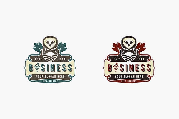 Vector owl vineyard and winery logo for family crest