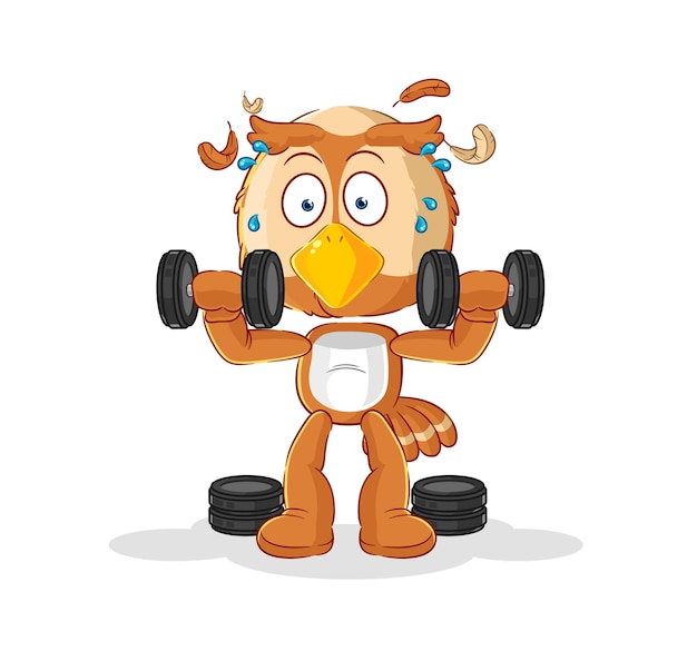 owl weight training illustration character vector