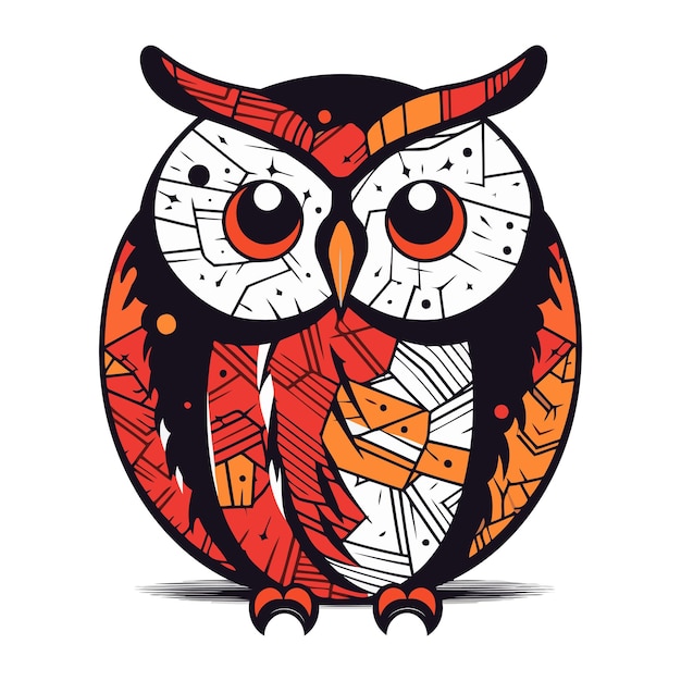 Owl with big eyes Vector illustration in a flat style