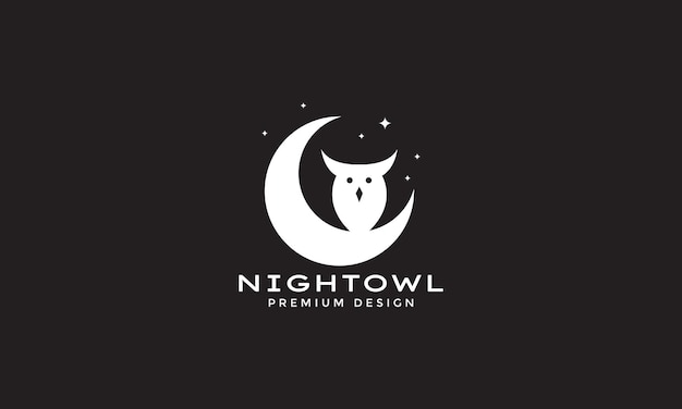 Owl with crescent  logo symbol vector icon design illustration graphic