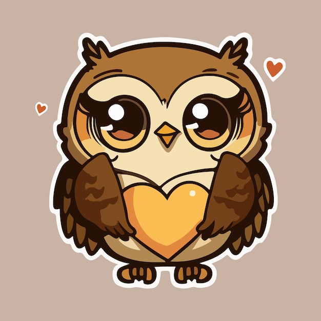 Vector owl with a heart on his chest