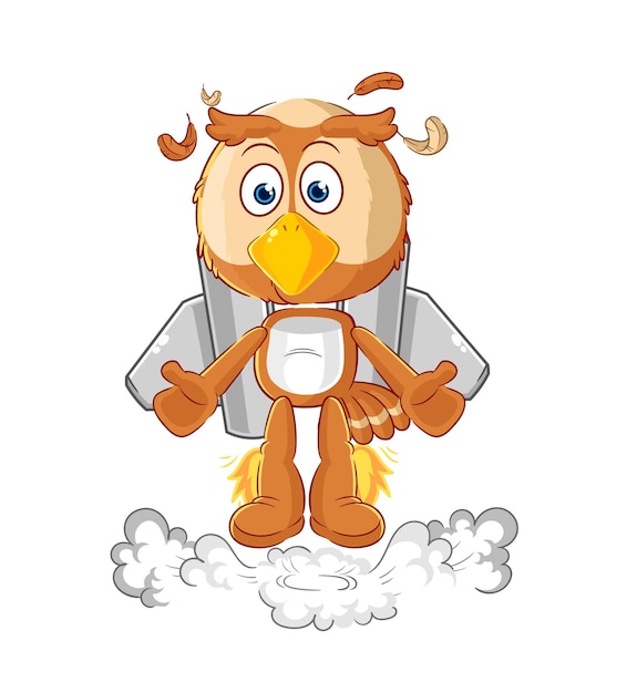 Owl with jetpack mascot cartoon vector