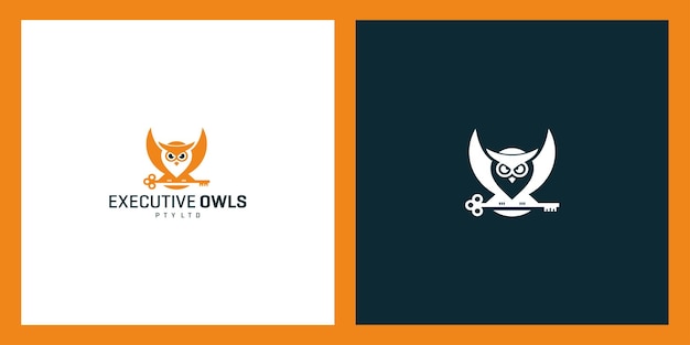 Owl with lock logo design