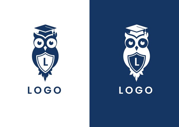 Owl with a shield logo design concept