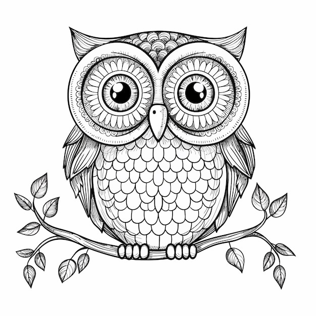 Vector owls coloring page