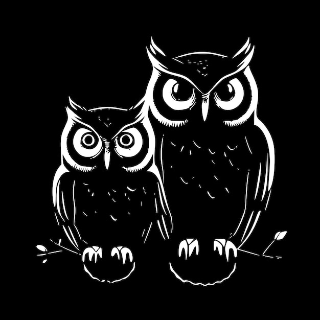 Vector owls minimalist and flat logo vector illustration