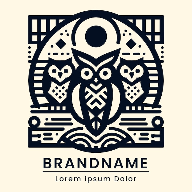 Дизайн логотипа совы мудрости с вектором совы с элегантным стилем величественного одноцветного брендинга