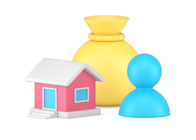 owner buying real estate loan mortgage bank credit or cash money sack realistic 3d icon vector