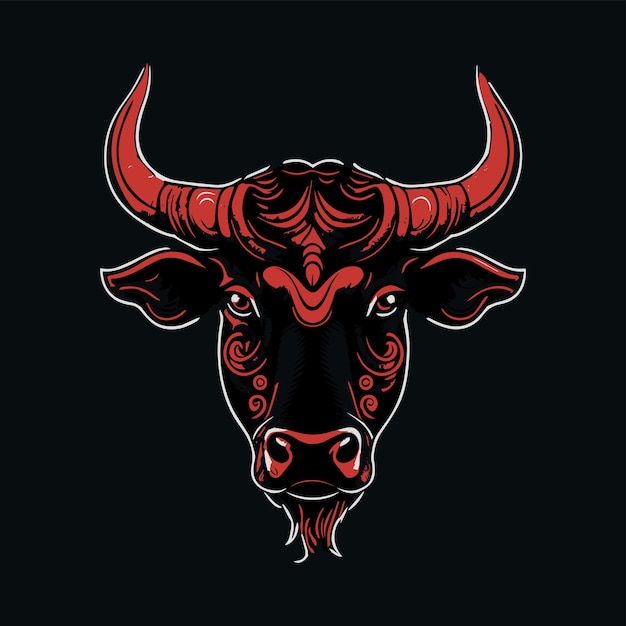 Ox chinese new year vector illustration Buffalo head Zodiac sign calendar