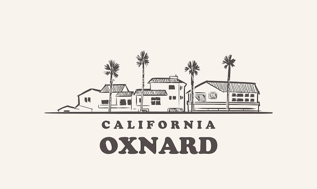 Schizzo disegnato di oxnard skyline california