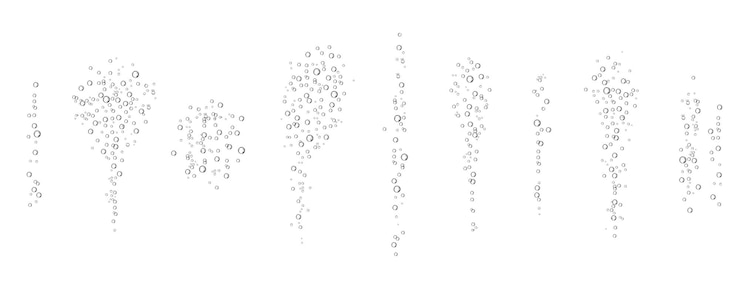 Vector oxygen air bubbles flow in water on white background