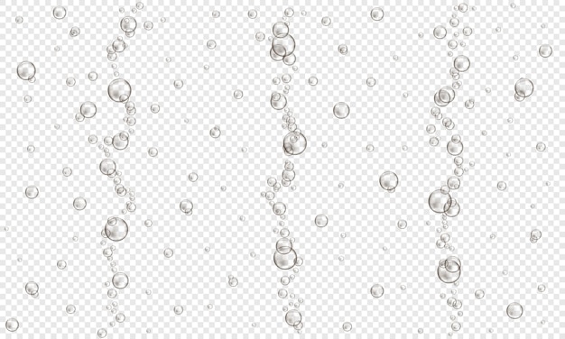 Oxygen bubbles on transparent background Fizzy carbonated drink seltzer beer soda champagne texture