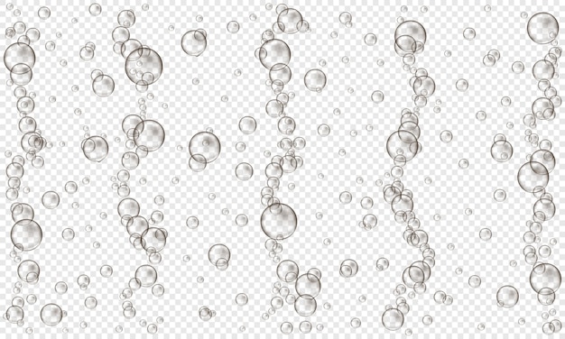 Oxygen bubbles on transparent background fizzy carbonated drink seltzer beer soda cola lemonade