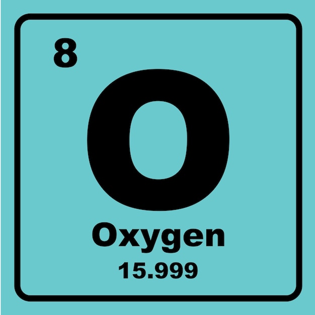 Vector oxygen icon chemical element in the periodic table