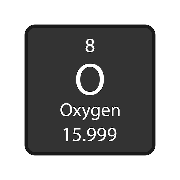 Oxygen symbol Chemical element of the periodic table Vector illustration