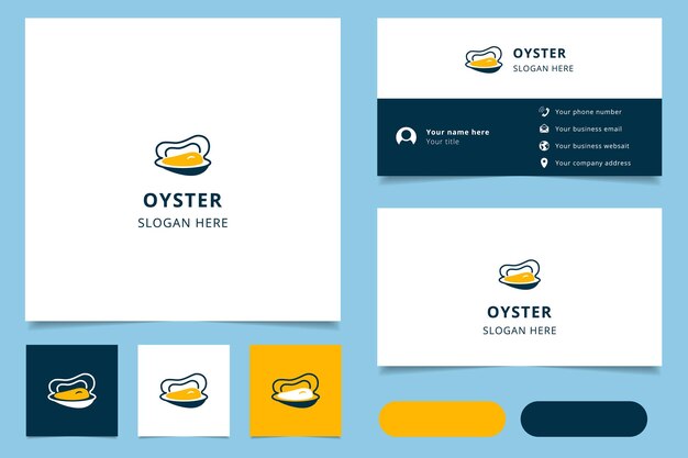 Oyster-logo-ontwerp met bewerkbare slogan Branding boek en sjabloon voor visitekaartjes