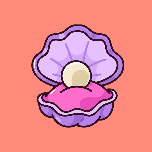 Oyster with diamond vector illustration isolated icon draw