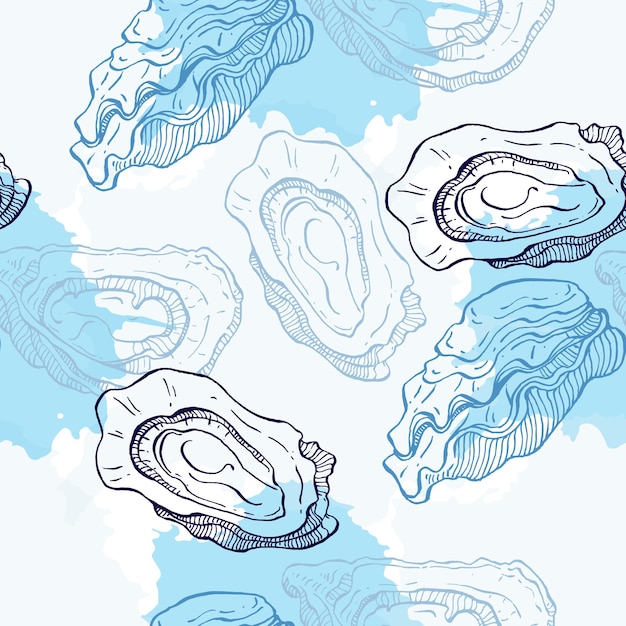 Oysters seamless pattern