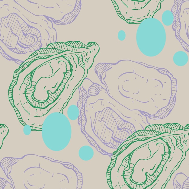 Oysters seamless pattern