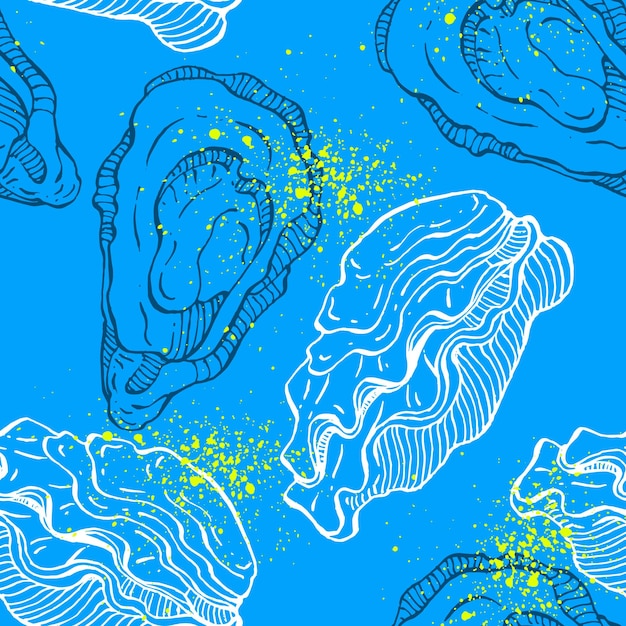 Oysters seamless pattern