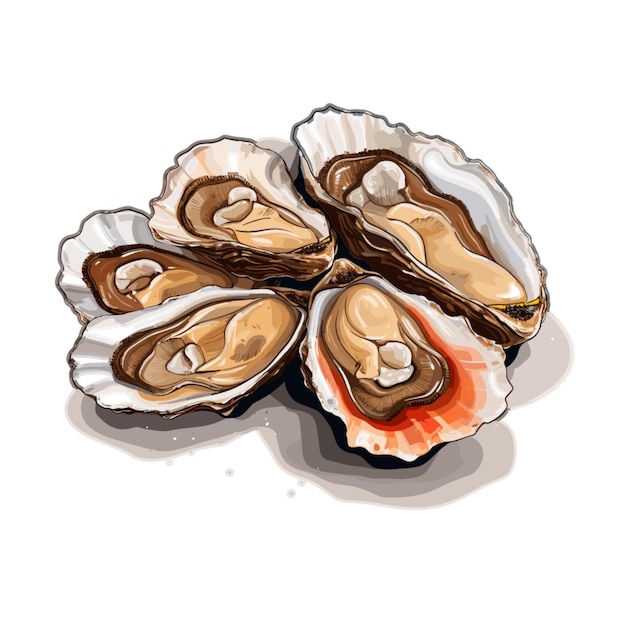 Oysters vector on white background