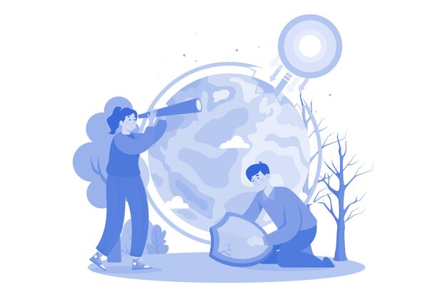 Vettore concetto di illustrazione dei fori di ozono su uno sfondo bianco