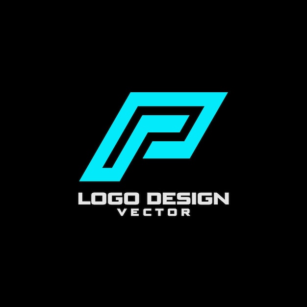 P brief in blauwe kleur Logo ontwerp Vector