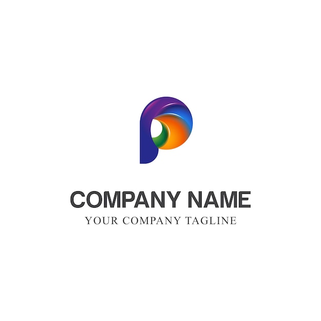 P colorful logo template