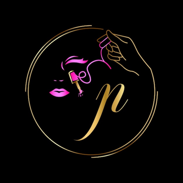 P eerste logo, nagels, Luxury Cosmetics Spa Beauty vector sjabloon