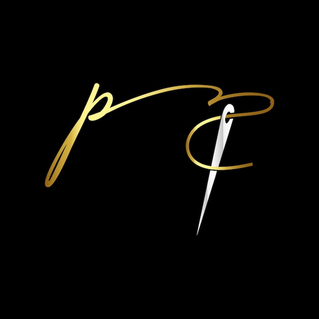 P initial logo, handwriting clothing logo template vector