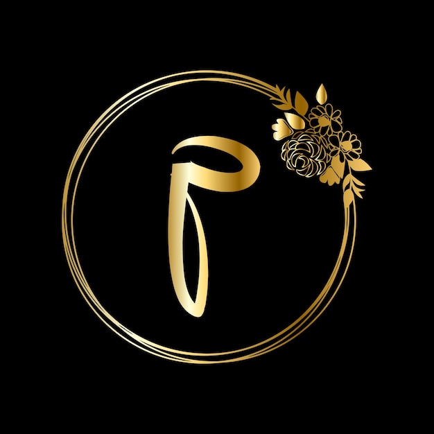 Logo iniziale p modello vettoriale del logo della scrittura di nozze