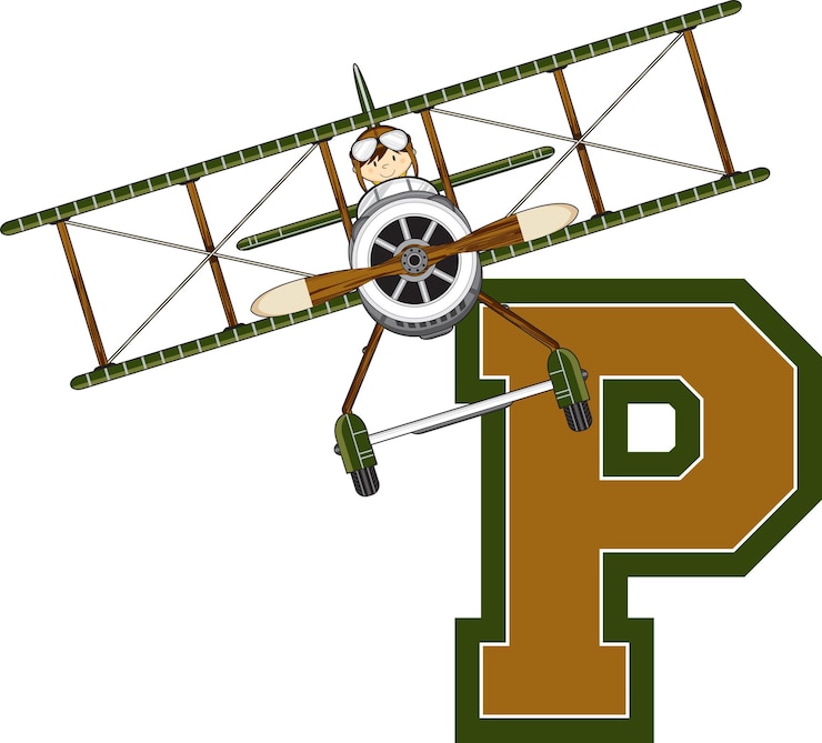 वेक्टर p is for pilot alphabet learning educational illustration