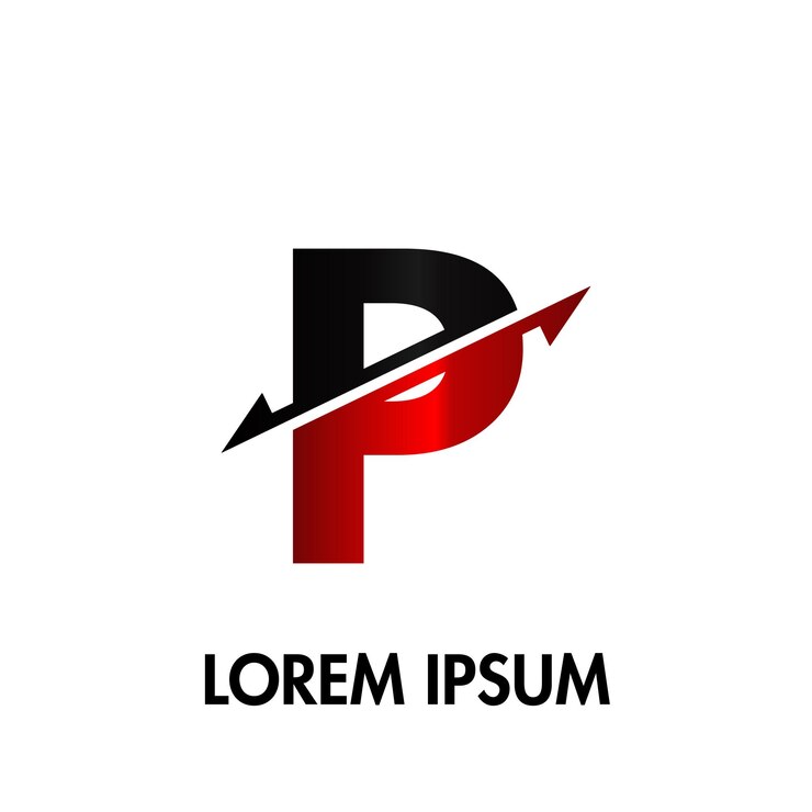P Letter Arrow Line Cross Initial Logo