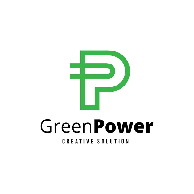 P letter Creative Green power logo design