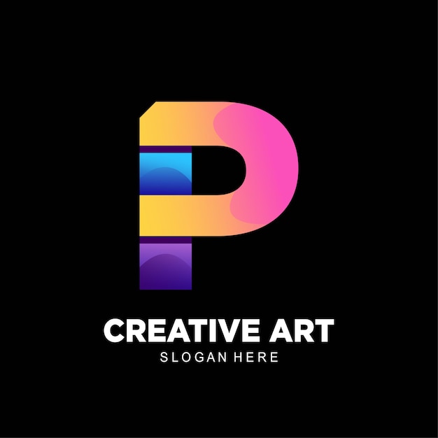 Vector p letter design logo colorful gradient