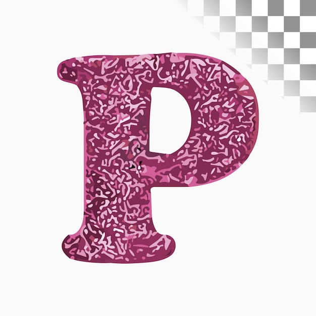 Vector p letter design stijlvol lettertype roze glitter alfabet