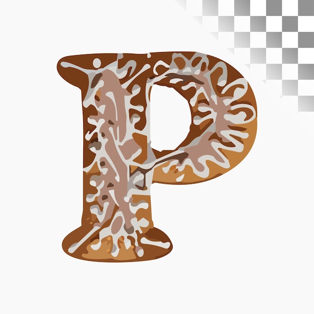 Vector p letter design stylish font gingerbread cookie alfabet