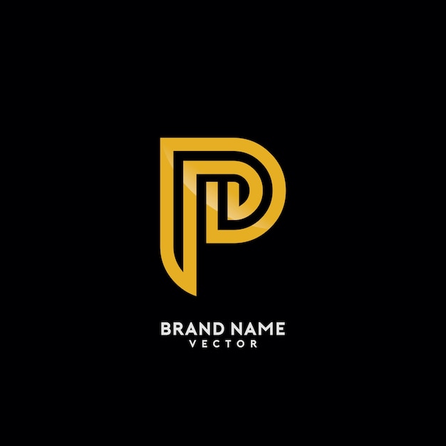 P letter gold monogram logo design