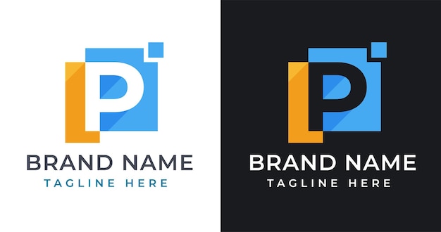 P Letter Logo Design with Abstract Square Shape Style