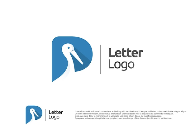 p letter logo with pelican in negative space