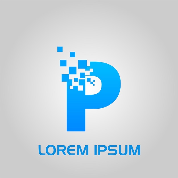 Vector p letter pixel flow style initial logo