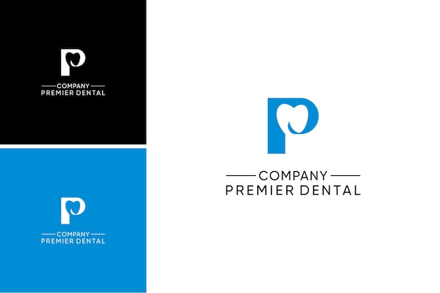 p letter tooth for dentistry logo design