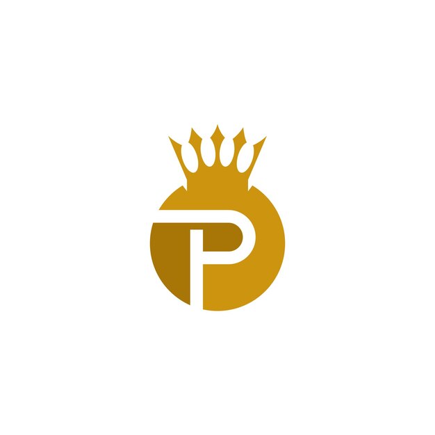 Буква P с векторной иконкой логотипа crwon